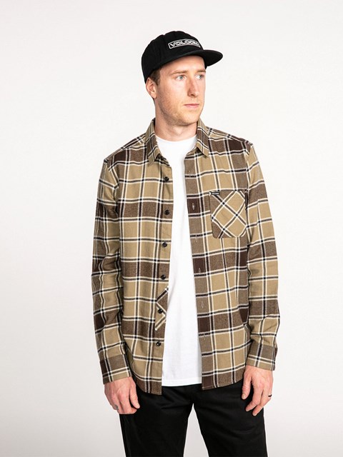 Volcom Caden Plaid Long Sleeve Flannel Hnědožlutý | 103475-EYC