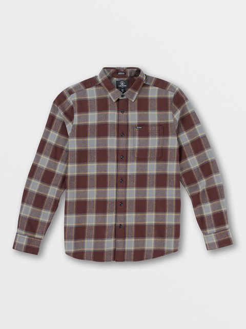Volcom Caden Plaid Long Sleeve Flannel Mahogany | 517068-KIU