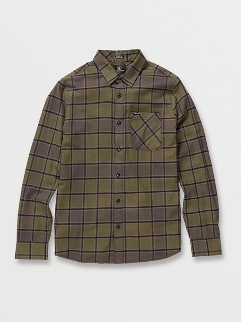 Volcom Caden Plaid Long Sleeve Flannel Military | 659381-FQH