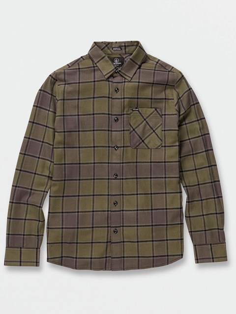 Volcom Caden Plaid Long Sleeve Flannel Military | 720983-GTW