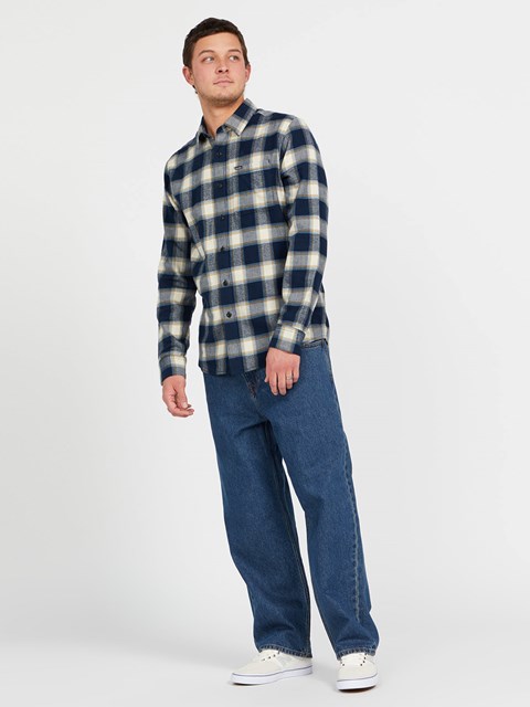 Volcom Caden Plaid Long Sleeve Flannel Tmavě Blankyt | 907615-OUF