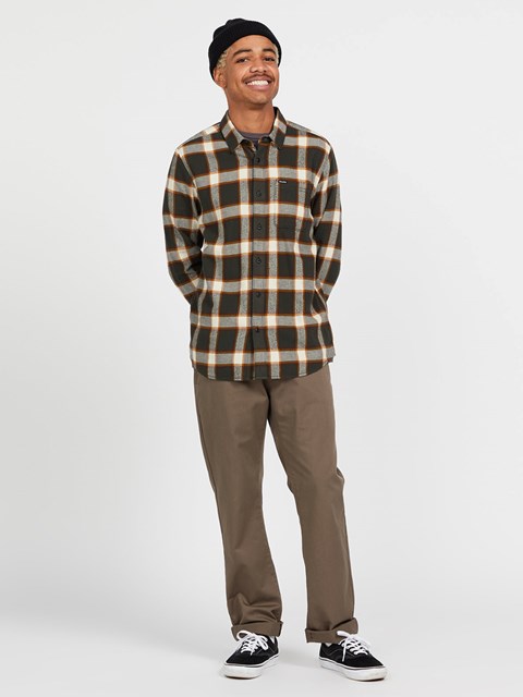 Volcom Caden Plaid Long Sleeve Flannel Černé | 693810-CON