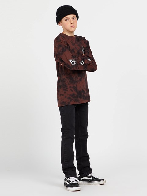 Volcom Iconic Stone Dye Long Sleeve Tee Mahogany | 418632-VZN