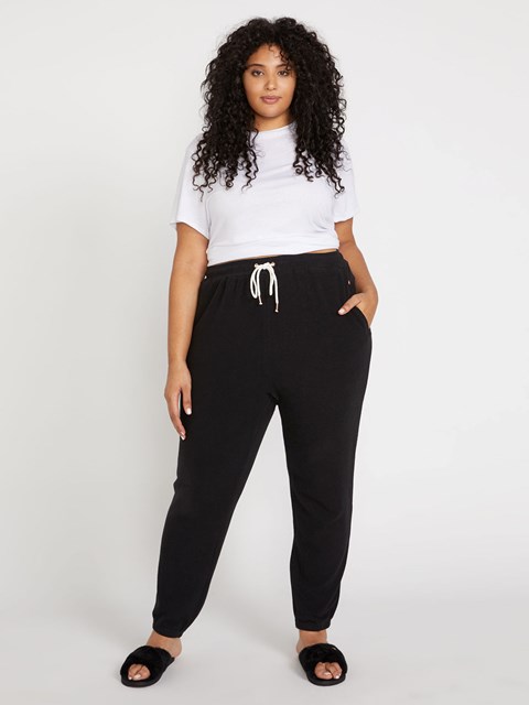Volcom Lived In Lounge Plus Size Fleece Pant Černé | 634285-BDL