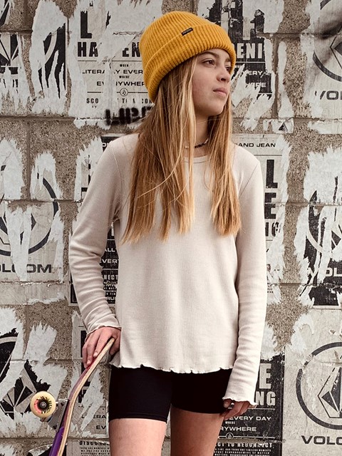 Volcom Lived In Lounge Thermal Long Sleeve Top Bone | 630482-PBW