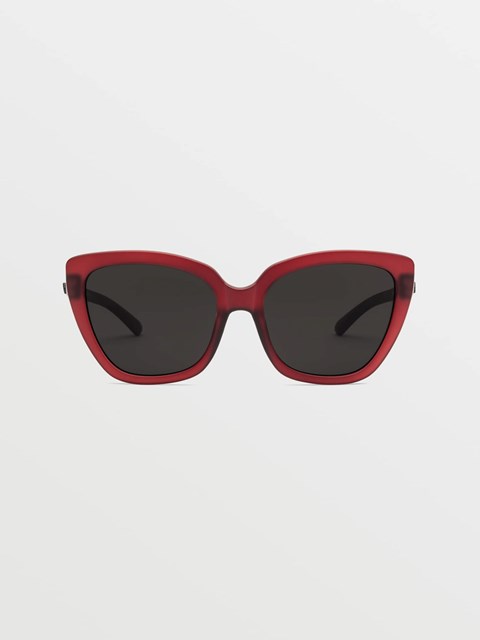 Volcom Milli Sunglasses Matte Trans Pomegranate / Gray | 789316-VOF