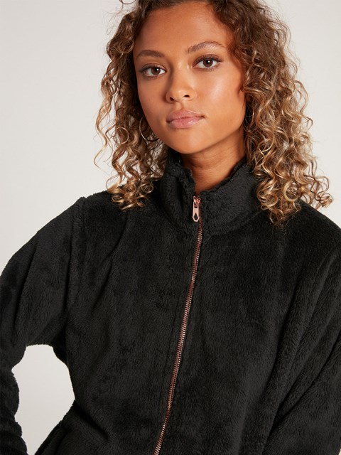Volcom Pheelin Phuzzy Zip Up Jacket Černé | 345789-VSC