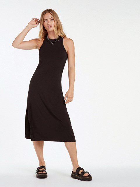 Volcom Stonelight Midi Šaty Černé | 043781-ADY