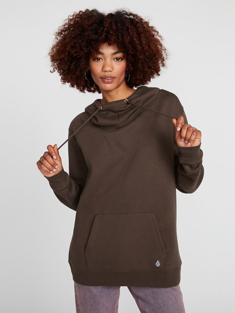 Volcom Walk It Out High Neck Hoodie Espresso | 937428-DEM